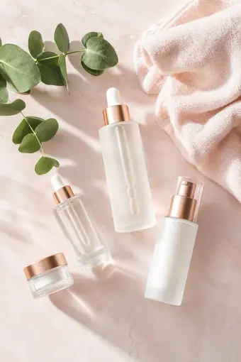 Minimalist skincare flat lay